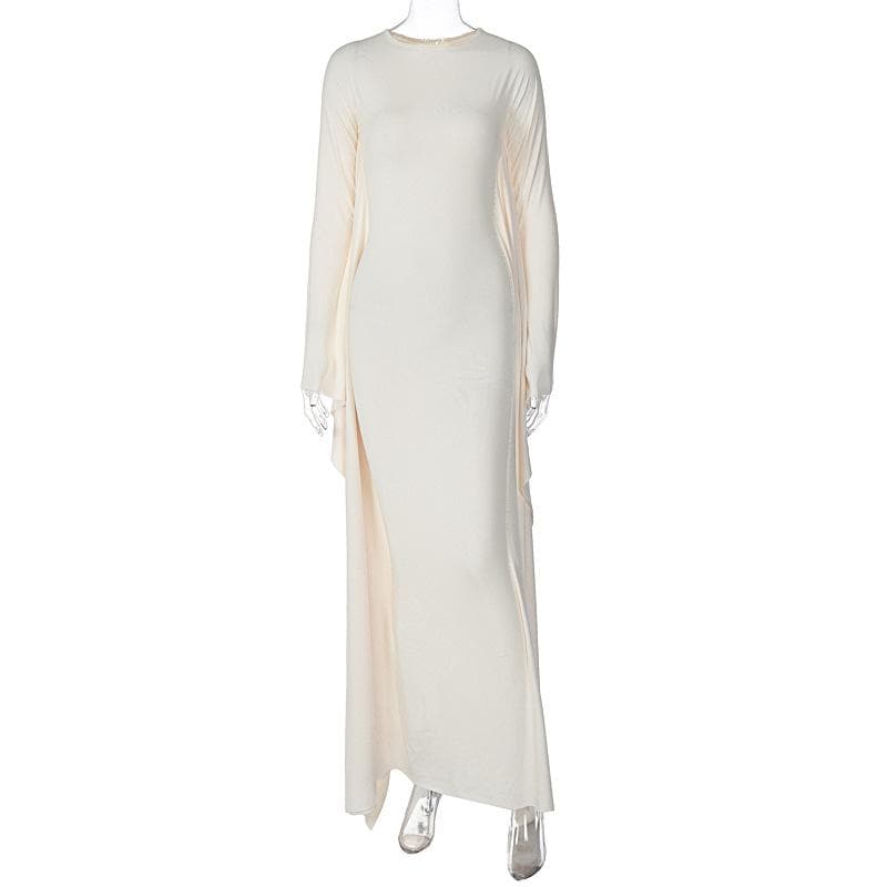 Solid long sleeve crewneck maxi dress