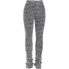 Striped textured high rise contrast pant