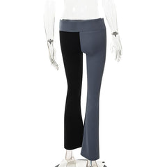 Contrast irregular patchwork flared pant