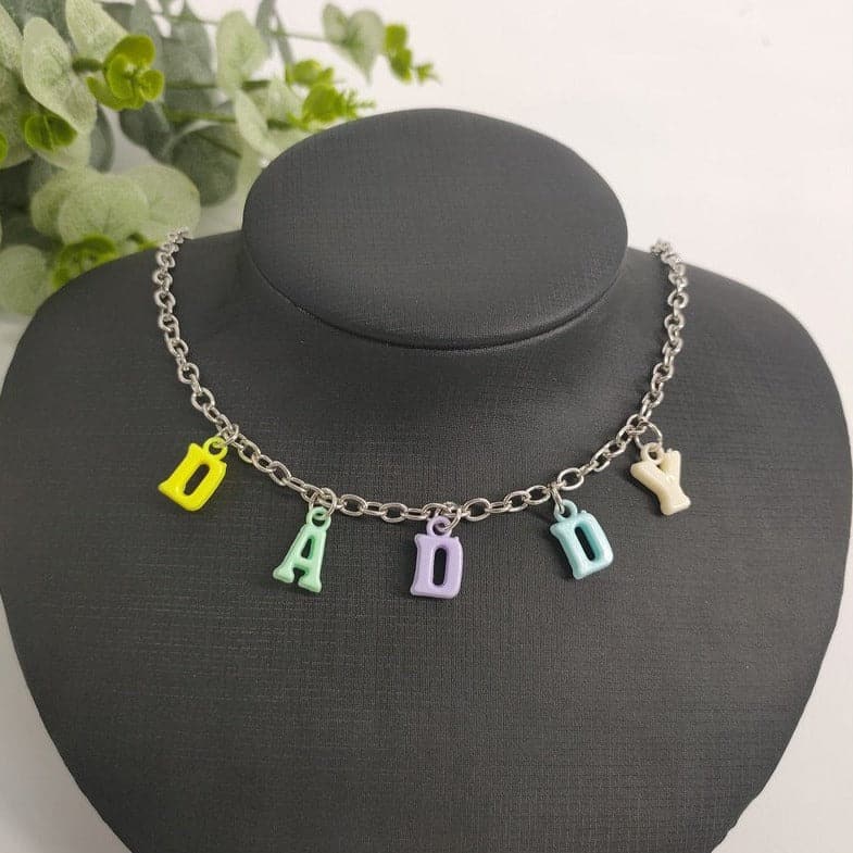 Letter pendant multicolor necklace