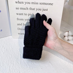 Touchscreen-Handschuhe aus Fleece-Strick mit langen Fingern 