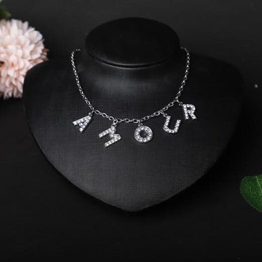 Characters pendant rhinestone necklace