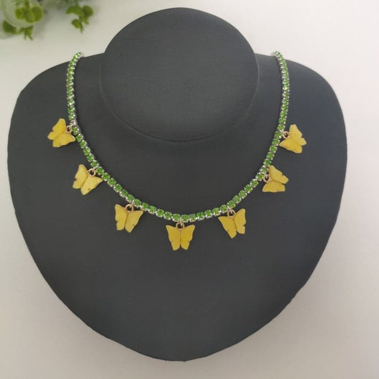 Butterfly pendant choker necklace