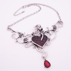 Heart flower pendant stone necklace