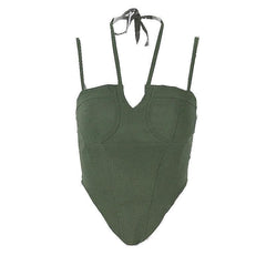 Einfarbiges Neckholder-Camisole mit rückenfreiem, selbstbindendem Camisole 