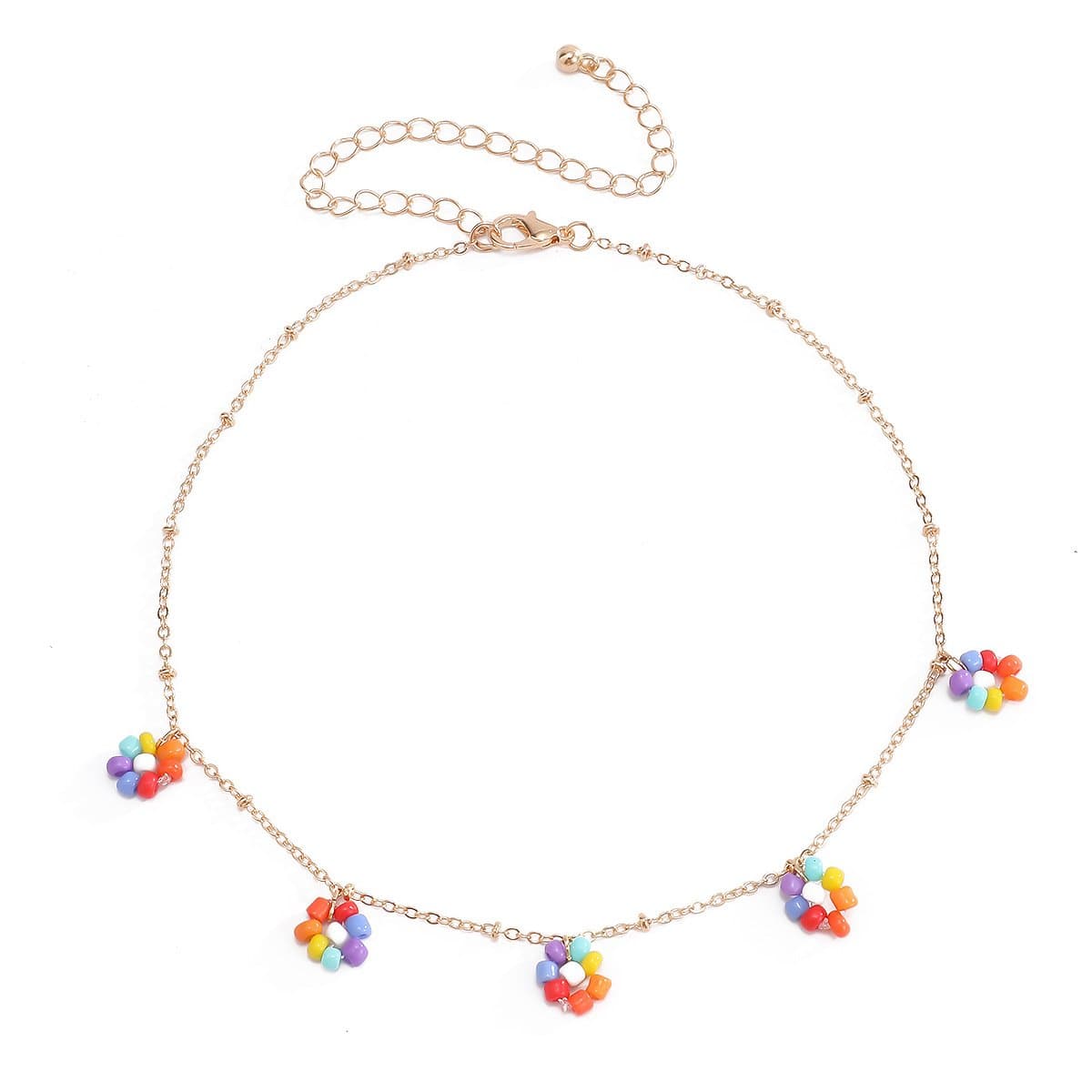 Collar multicolor con colgante de flores 