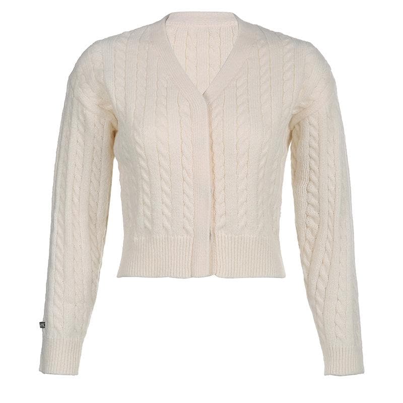 Knitted button long sleeve v neck top - Final Sale