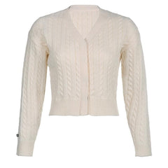 Knitted button long sleeve v neck top - Final Sale