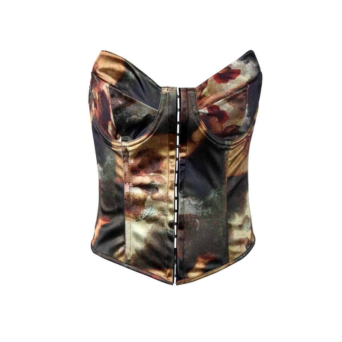 Top tipo bustier con cuello en forma de corazón, estampado de botones y cordones en la espalda 