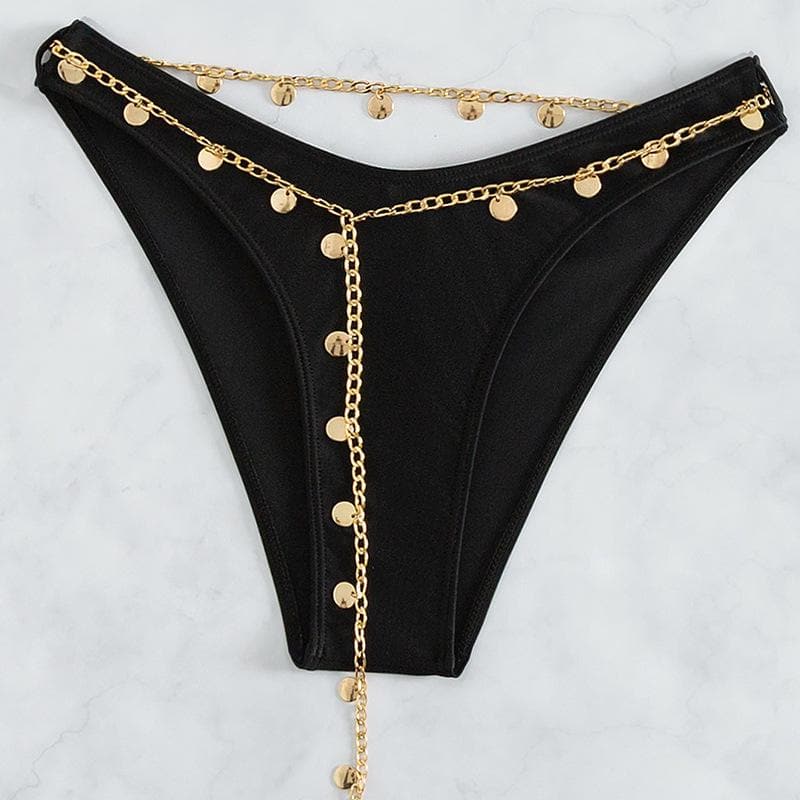 Gepolsterter Camisole-Bikini mit herzförmigem Ausschnitt und Metallkette