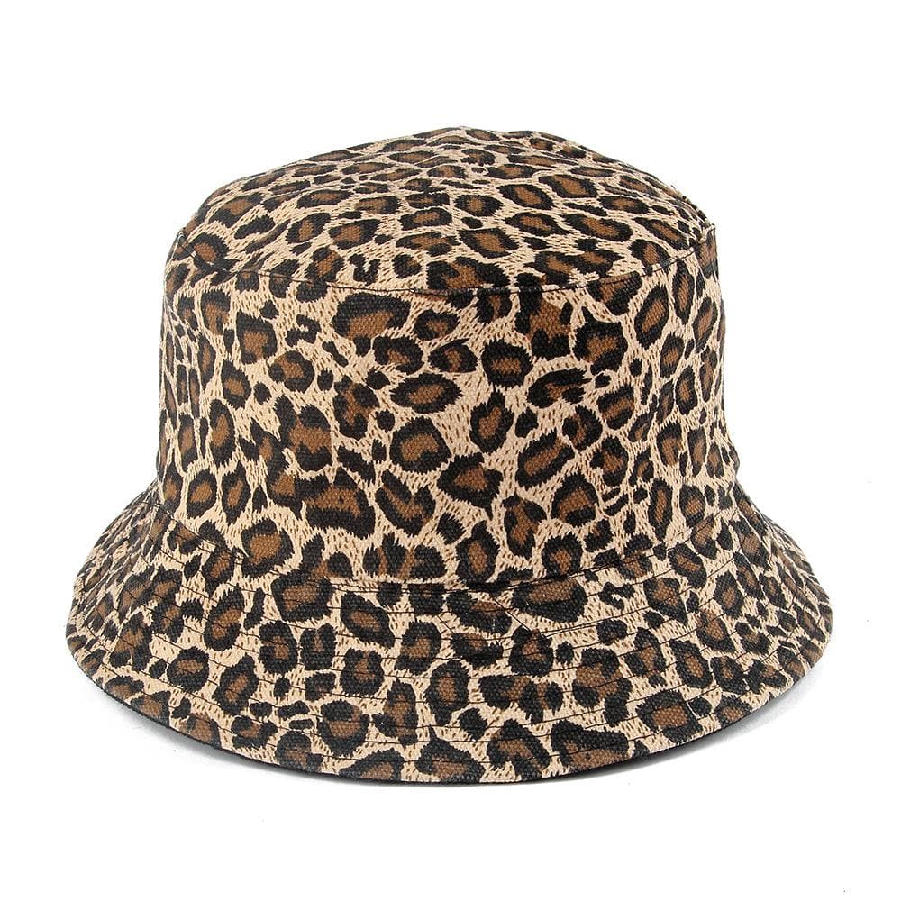 Sombrero de pescador de doble cara con estampado de leopardo