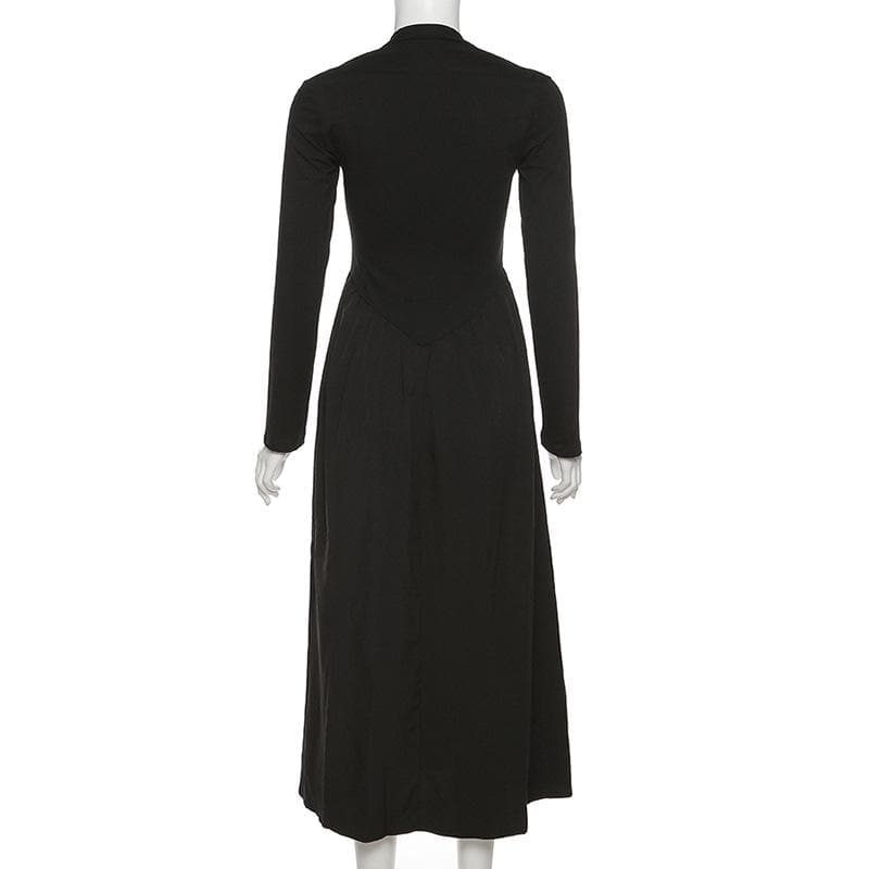 Ruched long sleeve solid midi dress