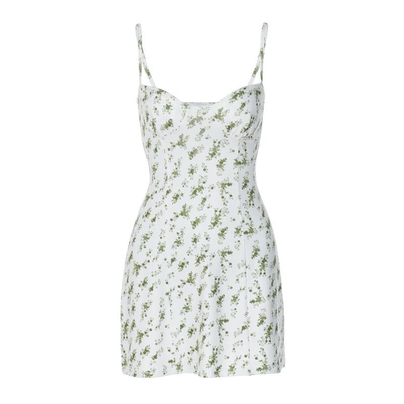 Vestido mini camisola sin mangas con estampado floral y espalda descubierta 