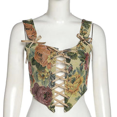 Bustier-Crop-Top mit Schleife und Schnürung