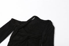 Long sleeve mesh puff sleeve irregular corset fluffy mini dress