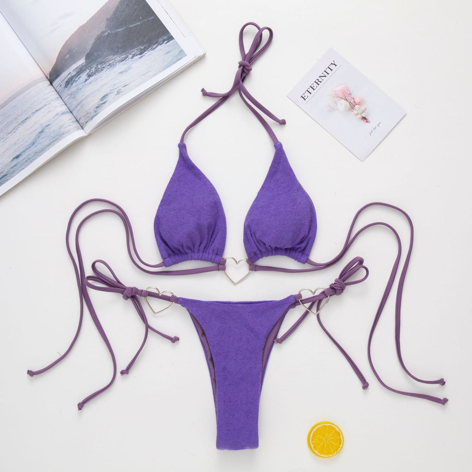 Neckholder-Bikini mit O-Ringen zum Selbstbinden, rückenfrei