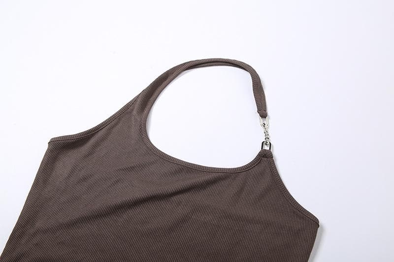 Zweiteiliges Crop-Top mit kontrastierendem Neckholder und gerippten langen Ärmeln und Kordelzug 