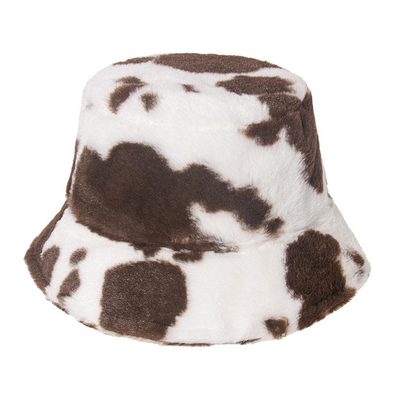 Cow contrast fluffy fisherman bucket hat