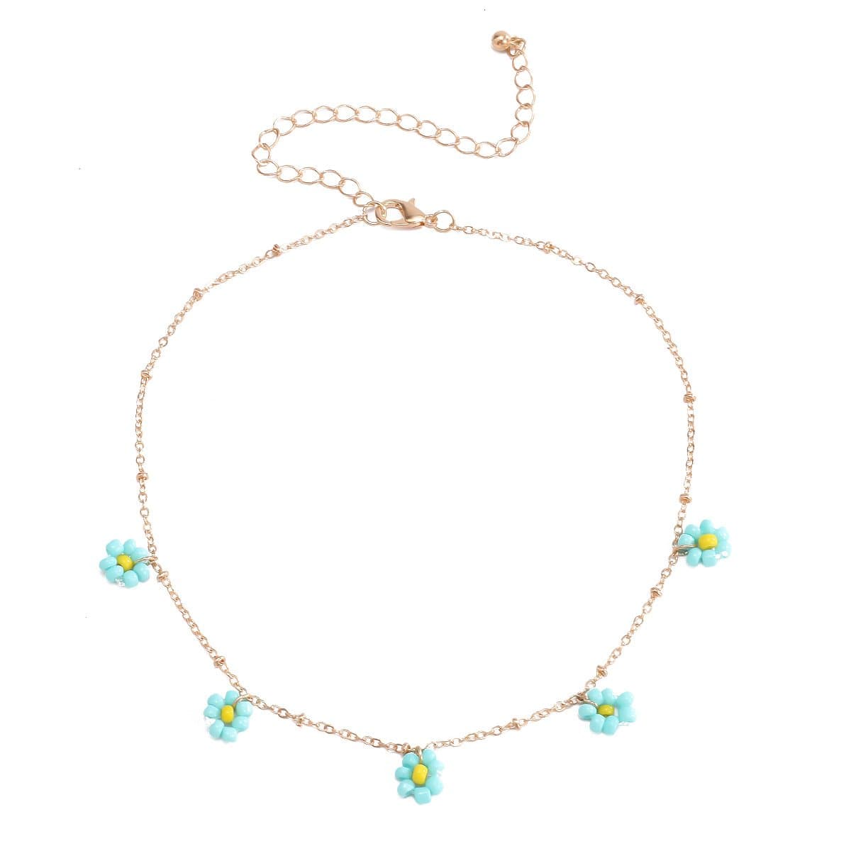 Collar multicolor con colgante de flores 