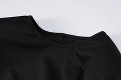 Lace up irregular long sleeve hollow out backless maxi dress