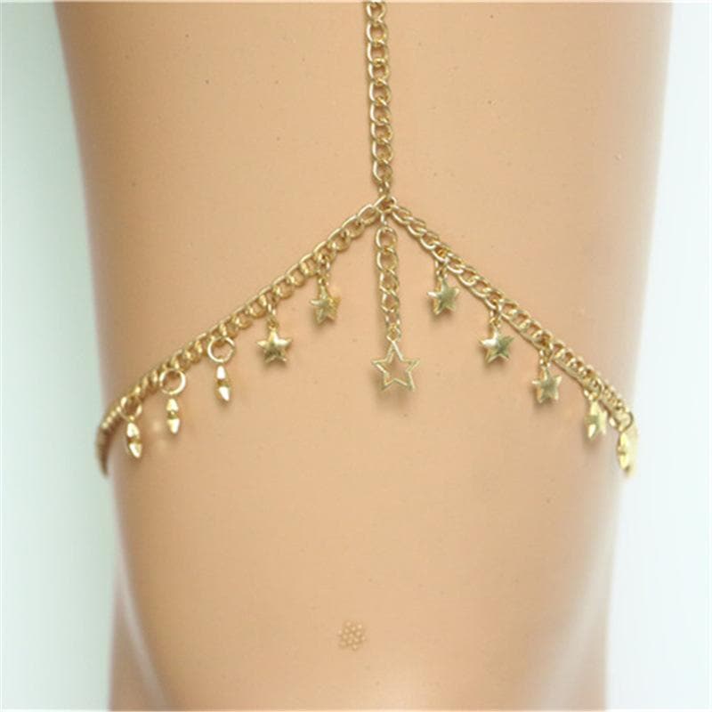 Star pendant rhinestone thigh chain