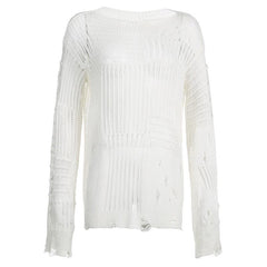 Crochet long sleeve solid hollow out top