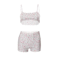 Set aus Camisole und Shorts mit Blumenmuster und strukturiertem Crop-Top 