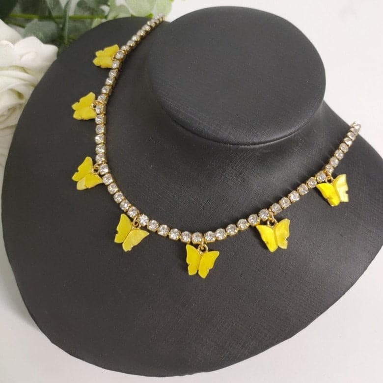 Butterfly pendant choker necklace