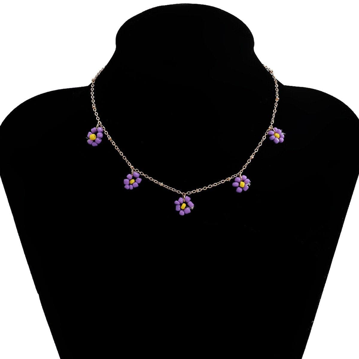 Flower pendant multicolor necklace