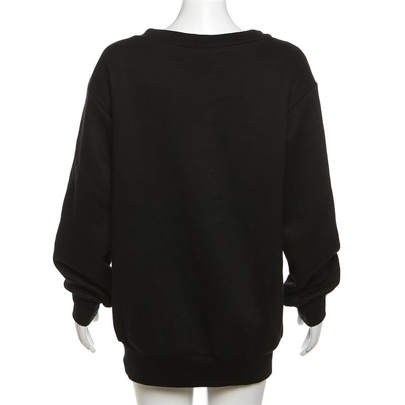 Body print contrast long sleeve v neck top