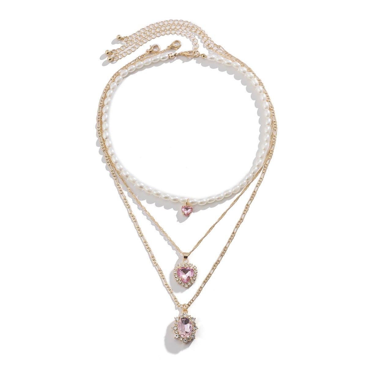 Faux pearl pendant 3 pcs choker necklace