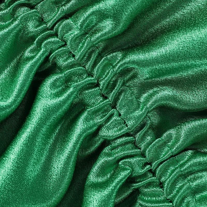 Gerafftes Midikleid aus Satin mit Wasserfallausschnitt, Schlitz