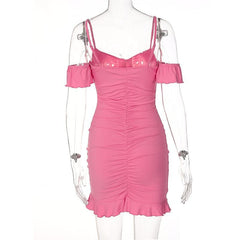 Gerafftes, einfarbiges, schulterfreies, rückenfreies Camisole-Kleid zum Binden