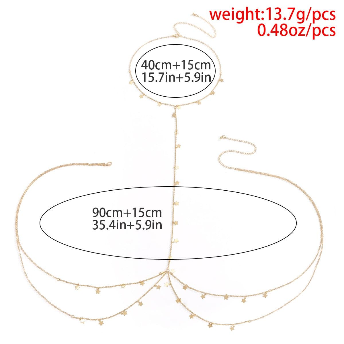 Cadena corporal en capas con colgante de estrella 