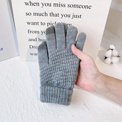 Touchscreen-Handschuhe aus Fleece-Strick mit langen Fingern 