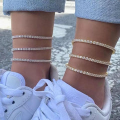 Rhinestone layered anklet