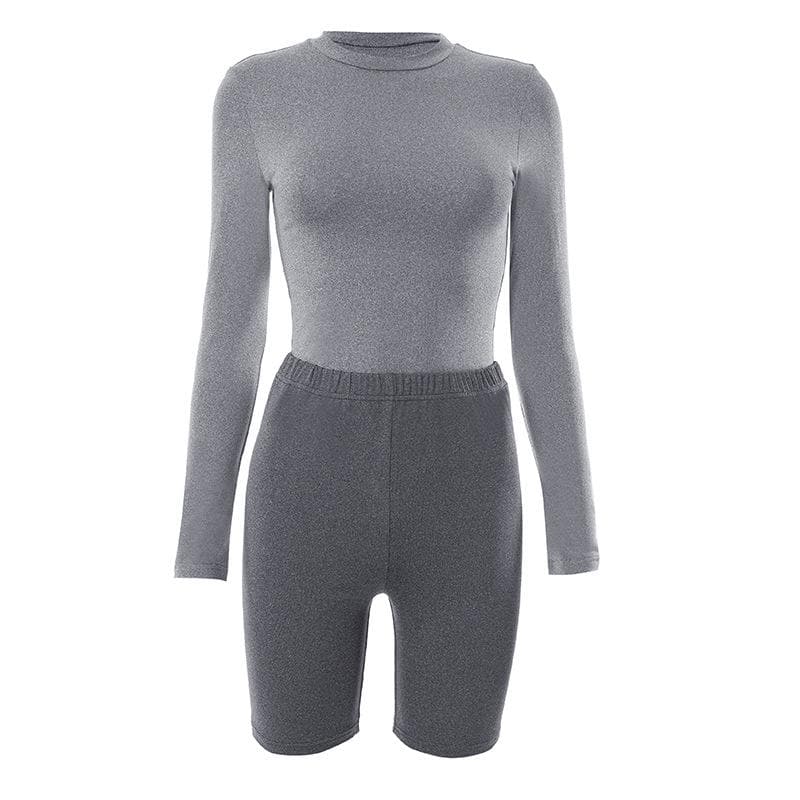 Long sleeve solid crewneck pant set