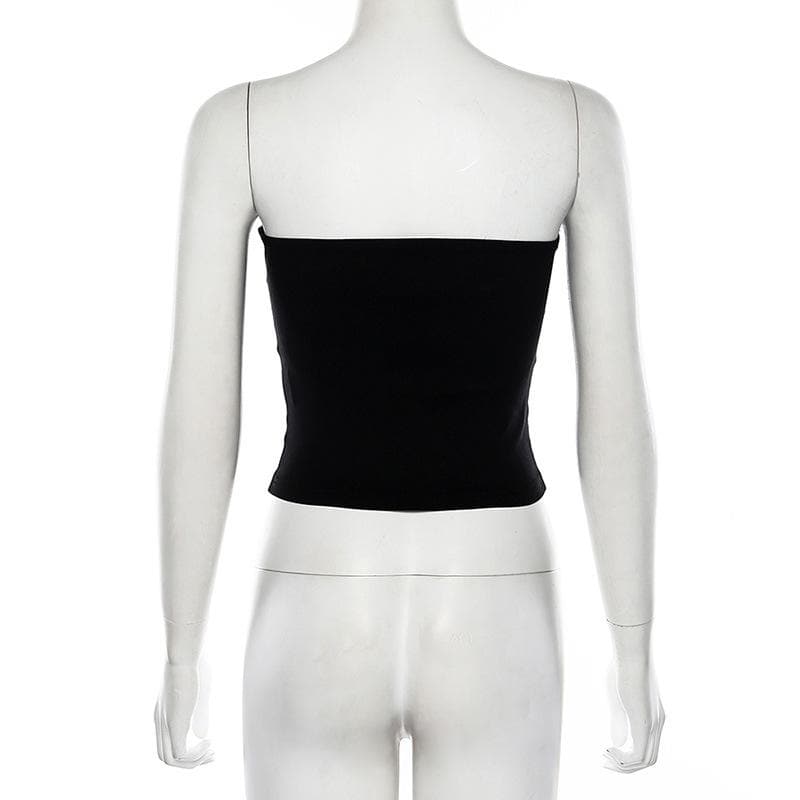 Sweetheart neck button solid tube top