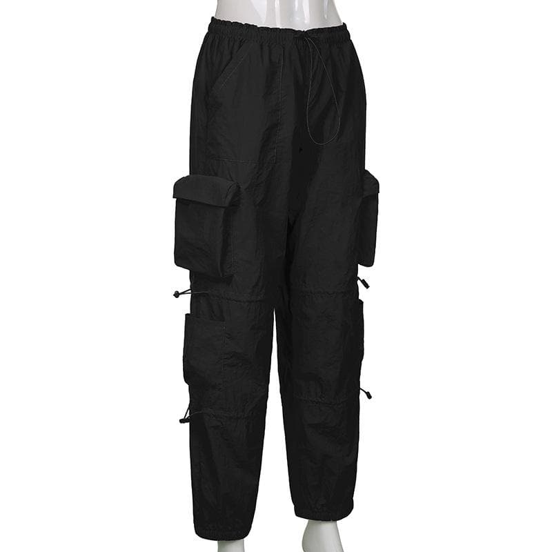 Tief sitzende Baggy-Hose mit fester Cargotasche und Kordelzug 