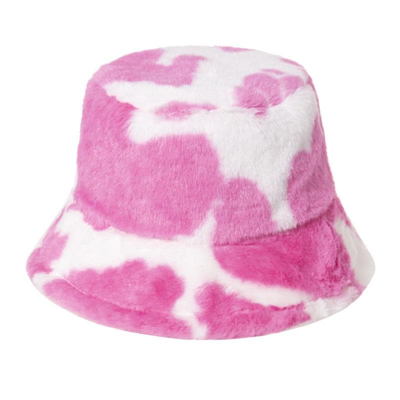 Cow contrast fluffy fisherman bucket hat