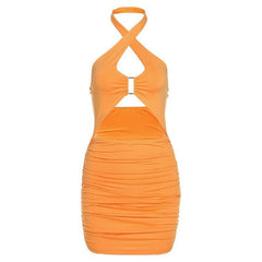 Hollow out Ring Halter Bodycon Dress