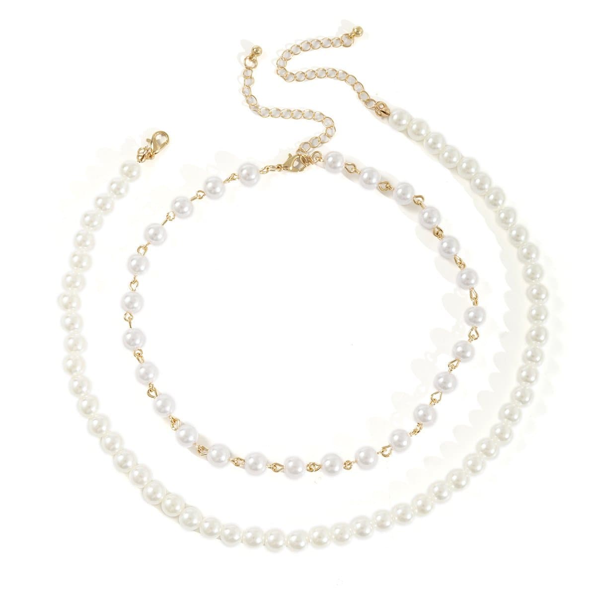 Choker necklace faux pearl 2 pcs