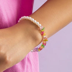 Beaded multicolor faux pearl bracelet