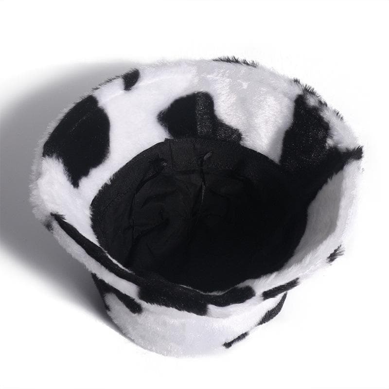 Cow contrast fluffy fisherman bucket hat