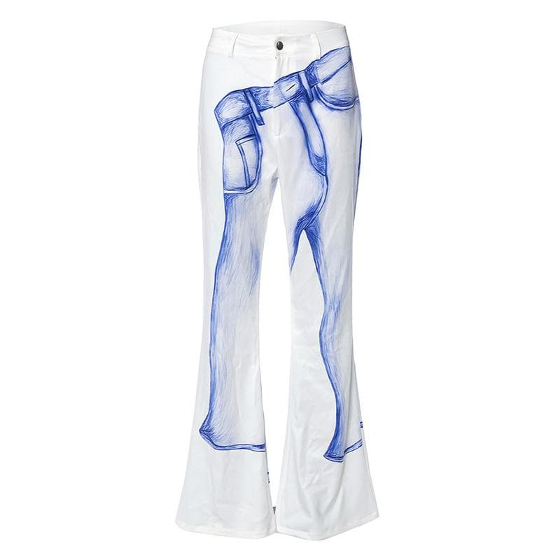 Contrast abstract pocket jeans