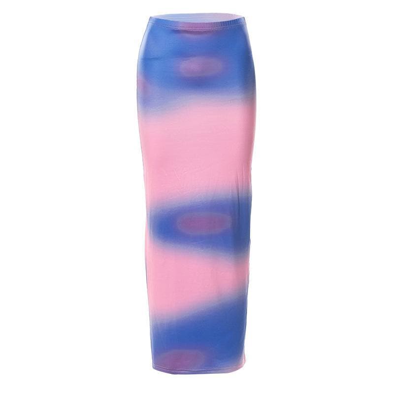 Tie dye print maxi skirt