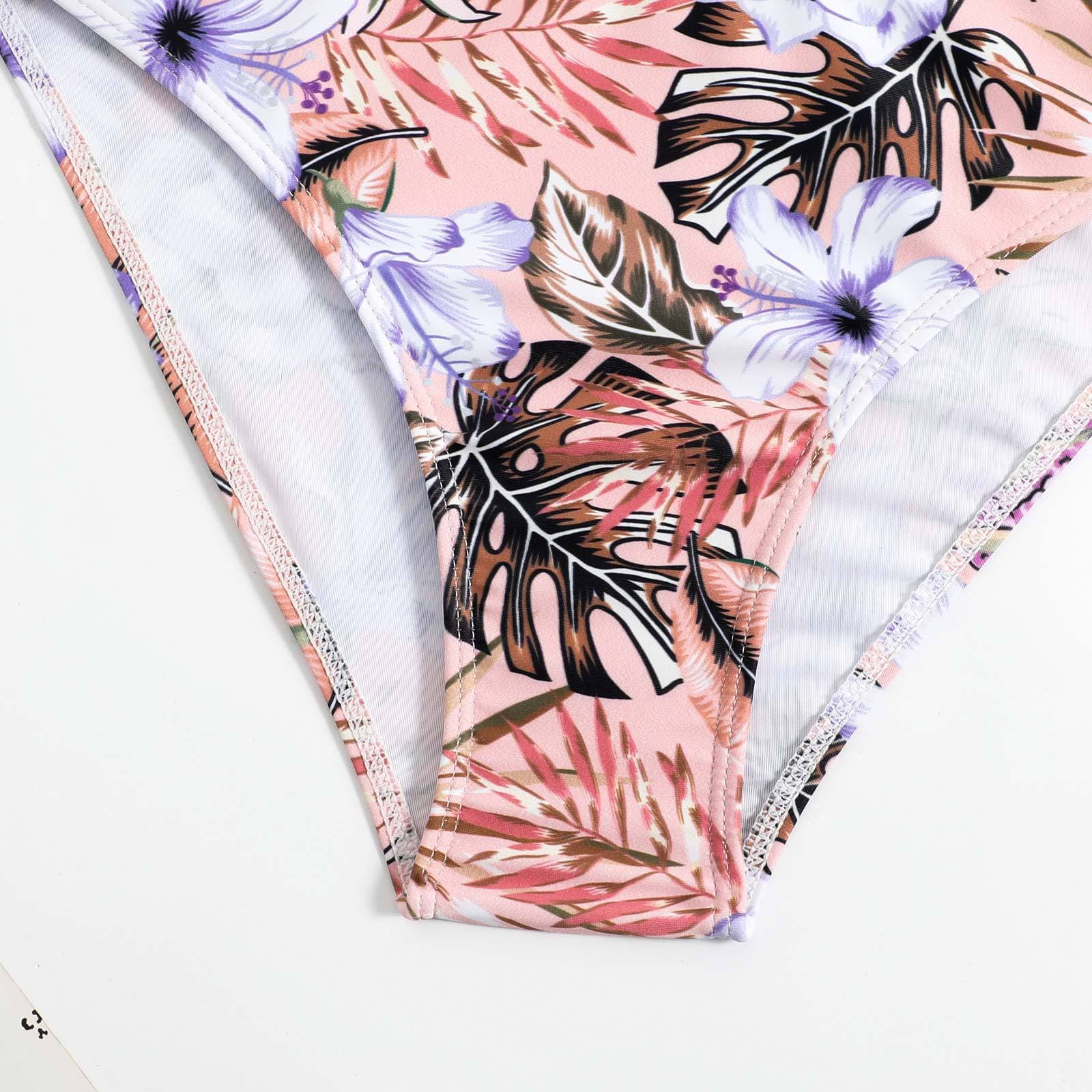 Gepolsterter Camisole-Bikini mit Blumenmuster und überkreuzter Vorderseite zum Selbstbinden