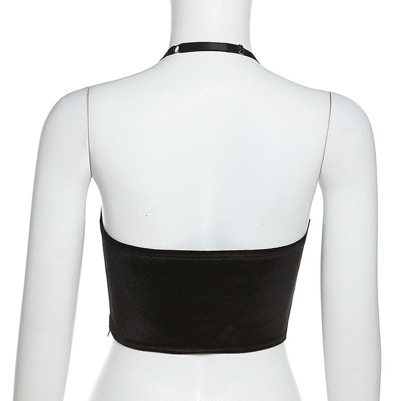 Rückenfreies Neckholder-Crop-Top mit Saumspitze 