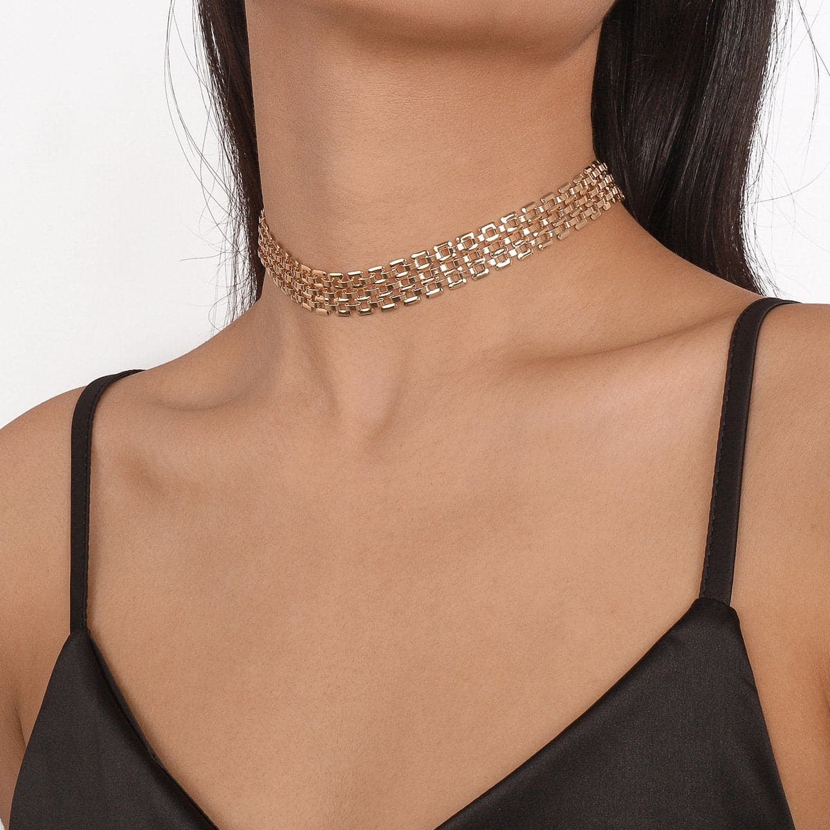 Mehrreihige, solide Choker-Halskette 