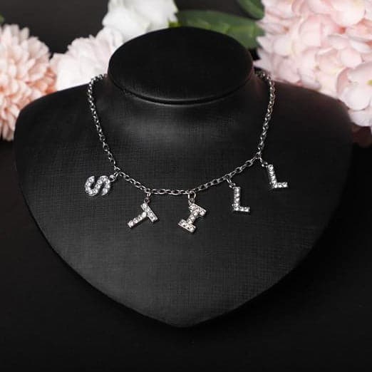 Characters pendant rhinestone necklace